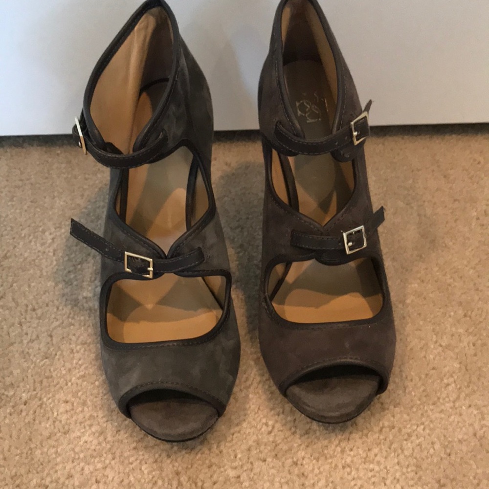 Ann Taylor open toe suede bootie